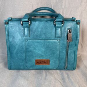 Montana West Conceal And Carry Shoulder Hand Bag purse Teal With Silver Accents